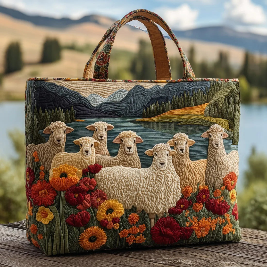 Sac fait main Moutons au Bord du Lac