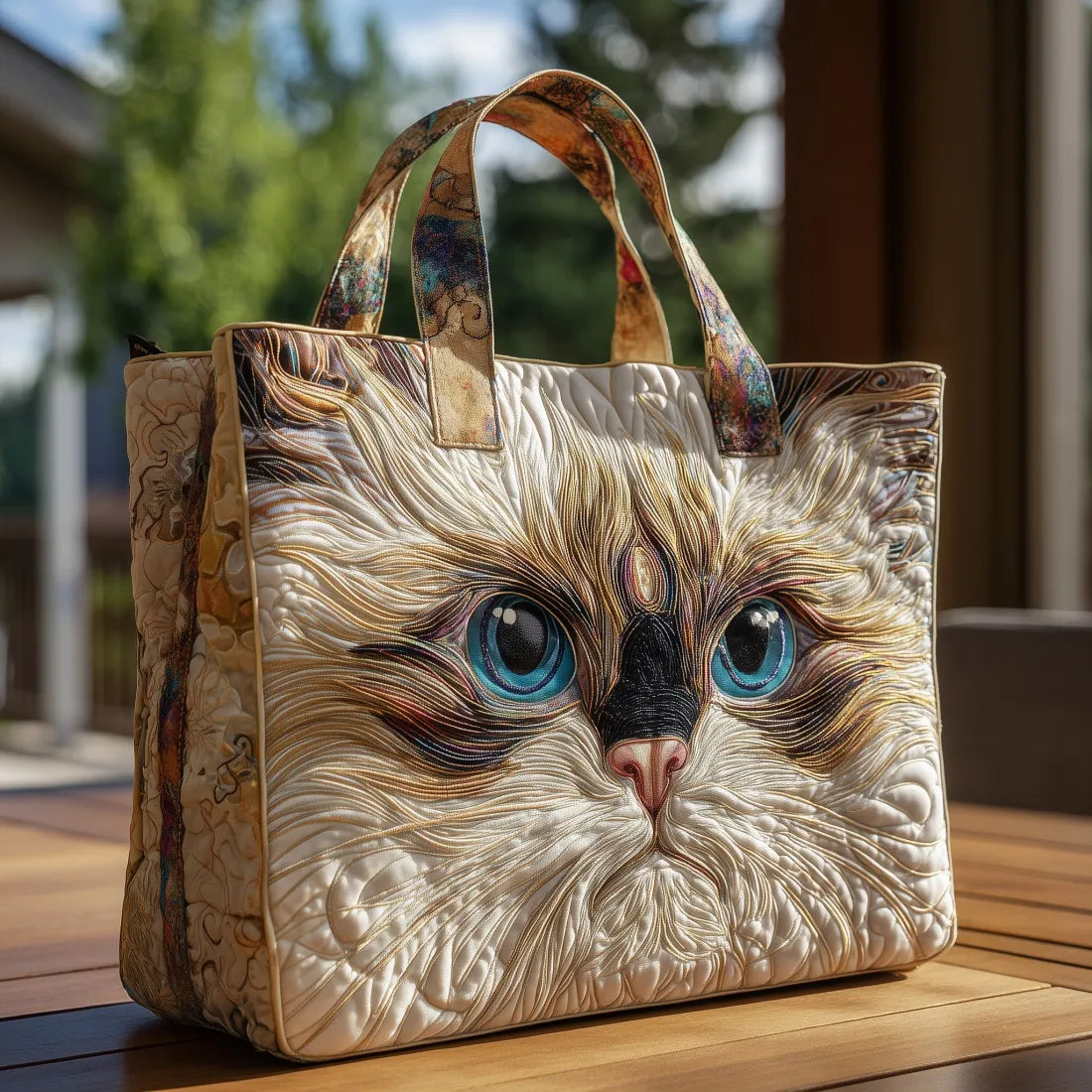 Sac fait main Chat Blanc aux Yeux Bleus
