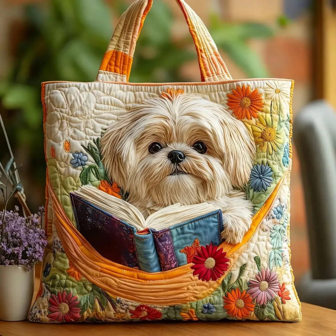 Sac fait main Shih Tzu et Livres