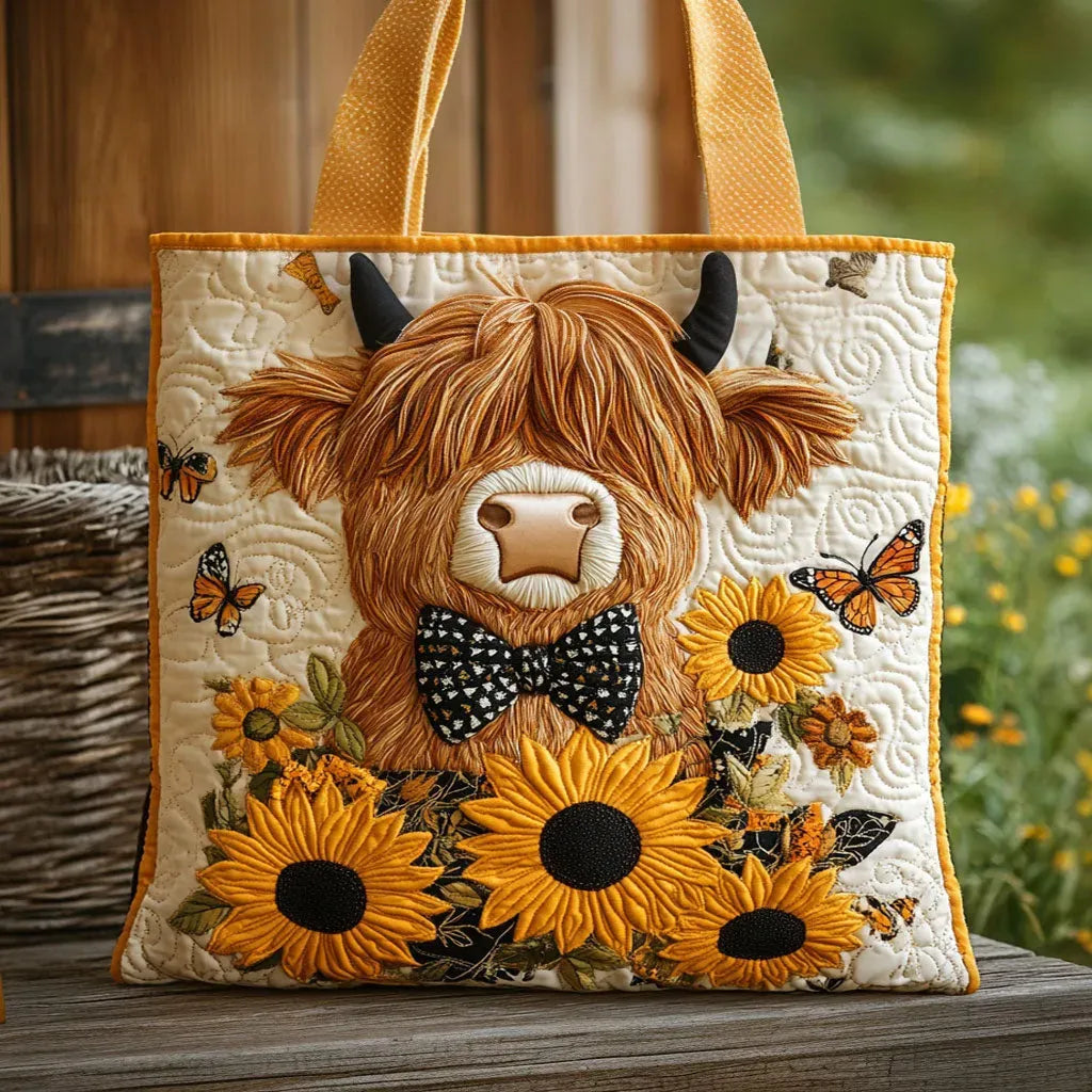 Sac fait main Vache Highland et Tournesols