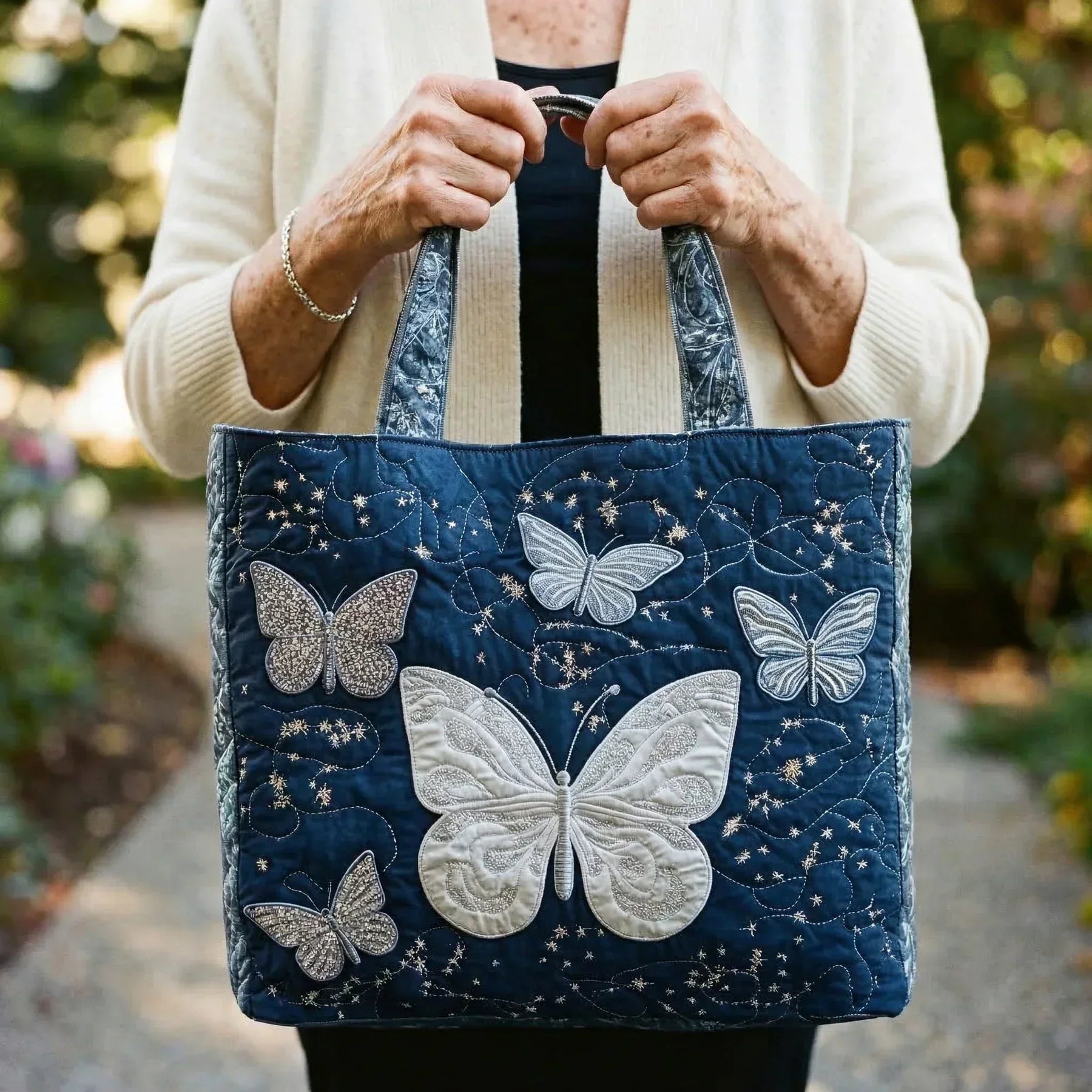 Sac fait main Papillon Argenté