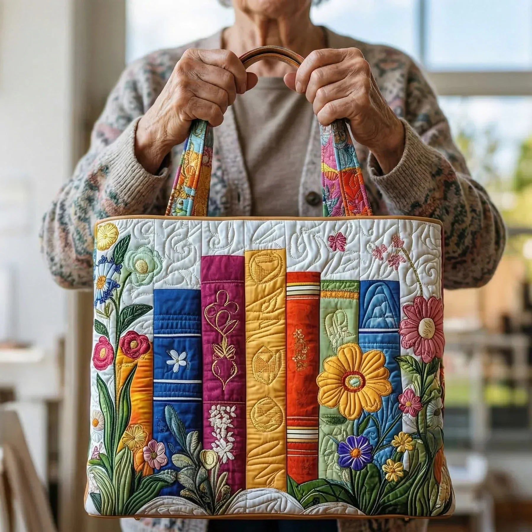 Sac fait main Bibliothèque Florale