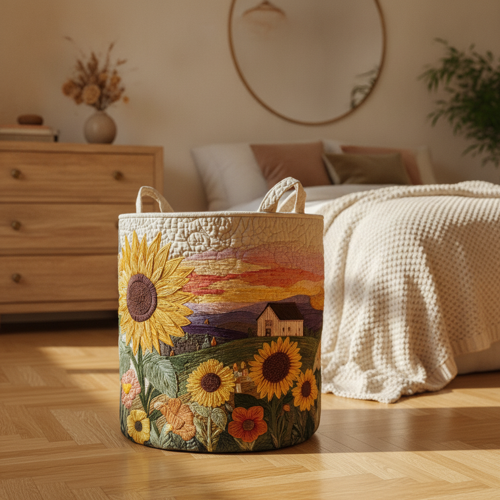 Panier à Linge Fleurissant et Ensoleillé