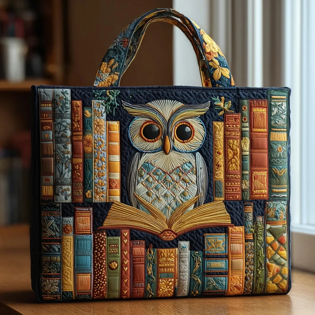 Sac fait main Hibou et Livres Anciens