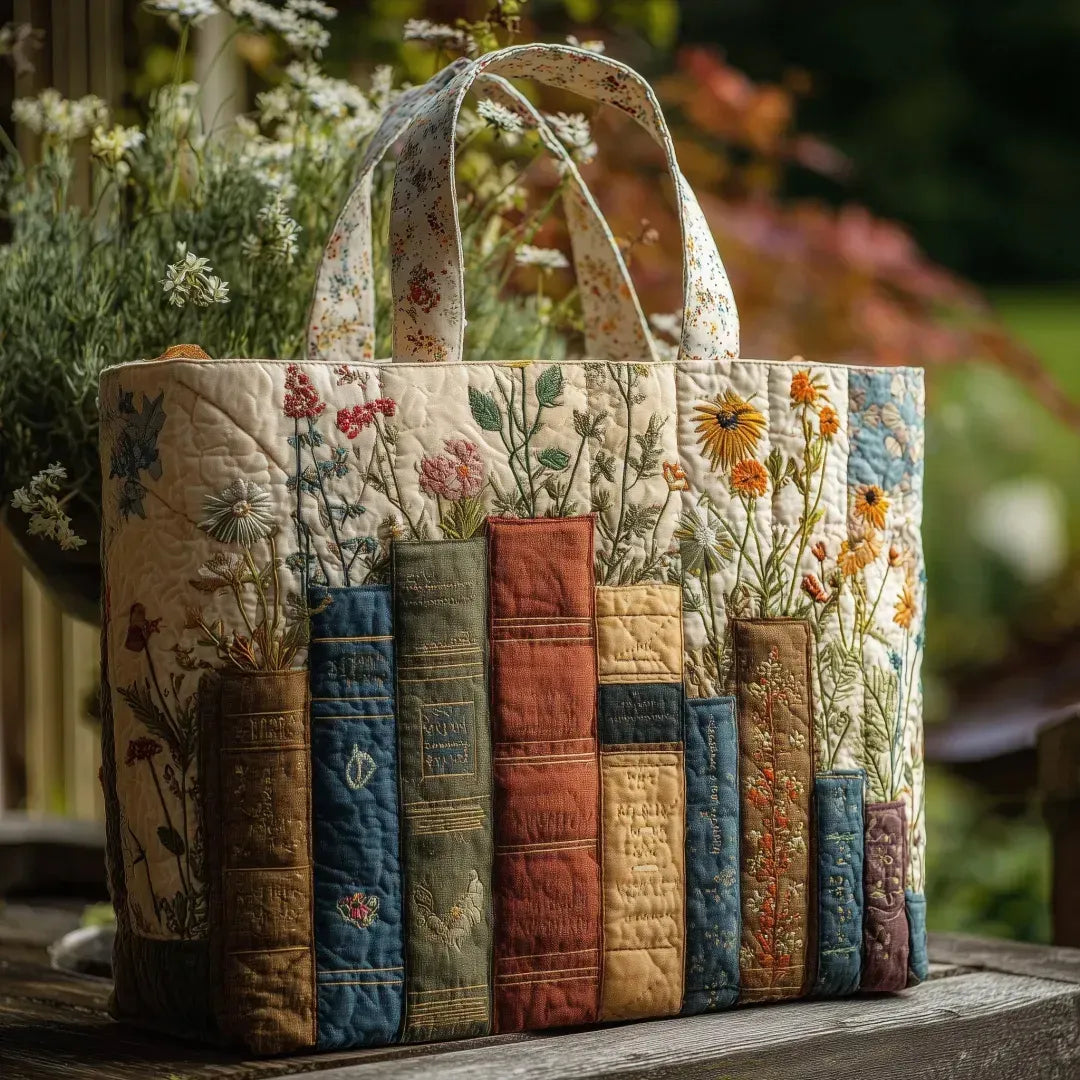 Sac fait main Livres et Fleurs