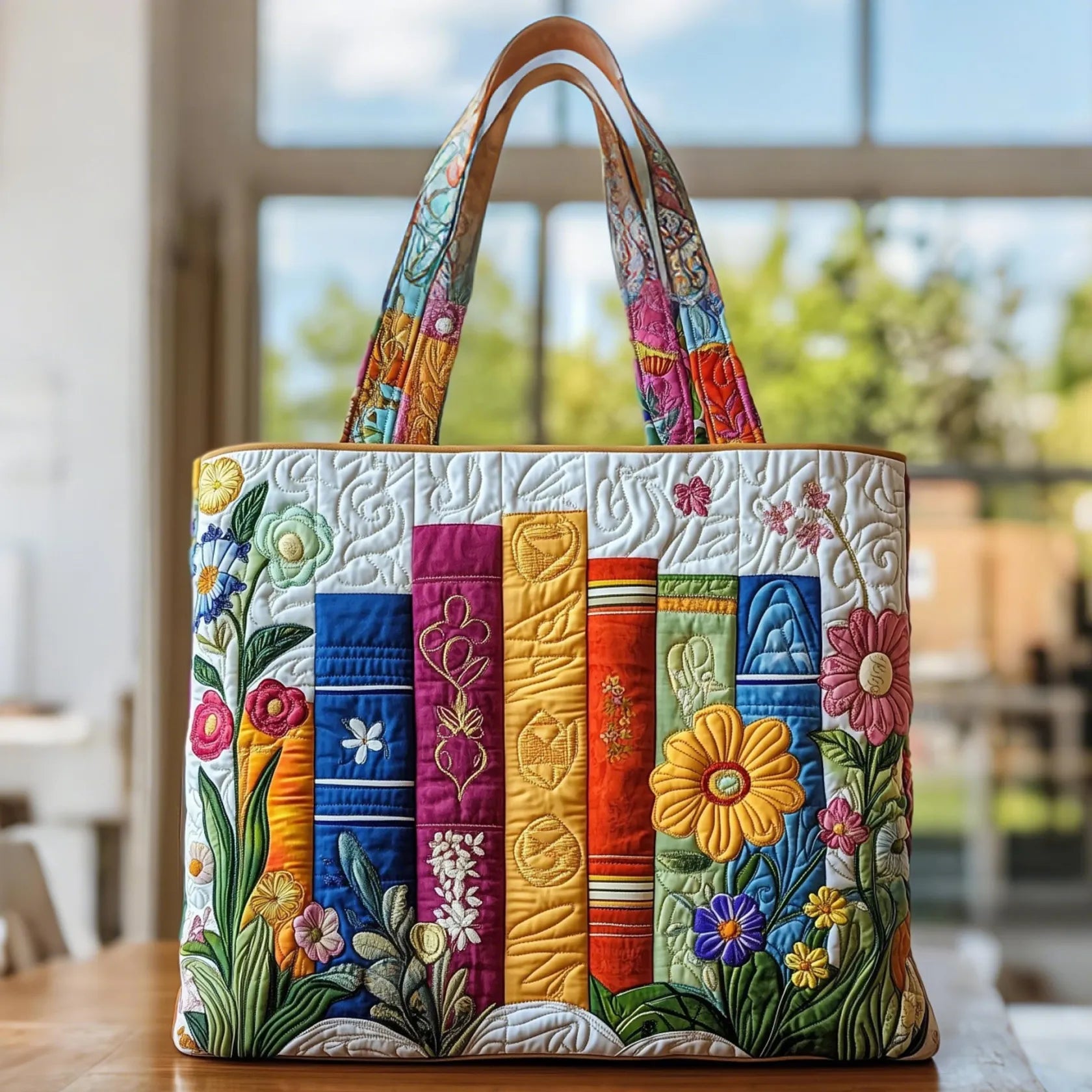 Sac fait main Bibliothèque Florale