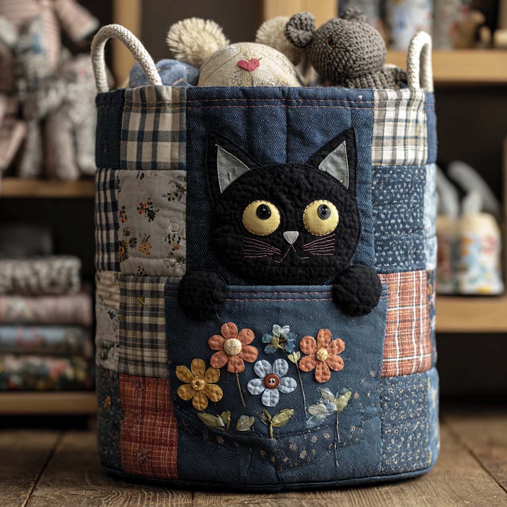 Panier à linge en denim Kitty