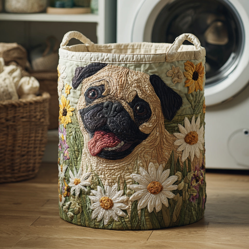 Panier à linge Pug en Marguerites
