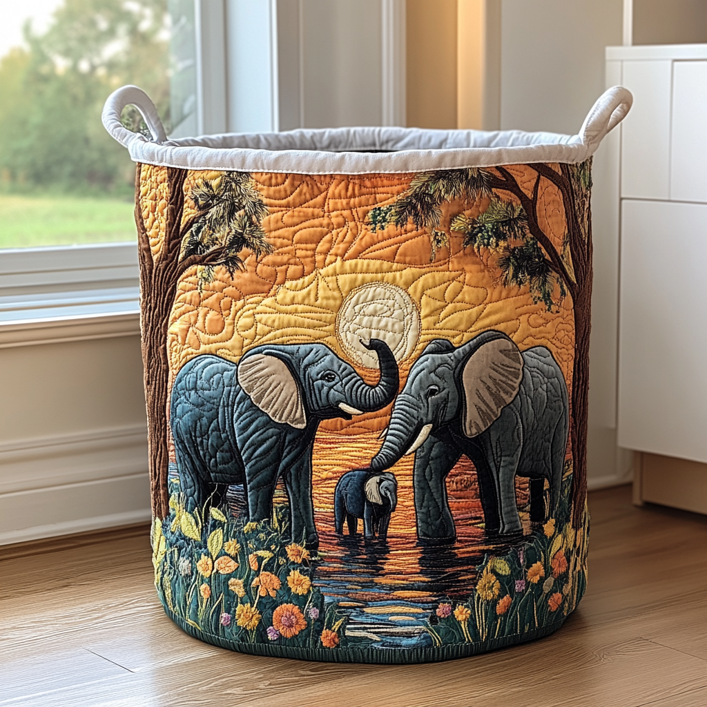 Panier à Linge Rustique en Éléphant