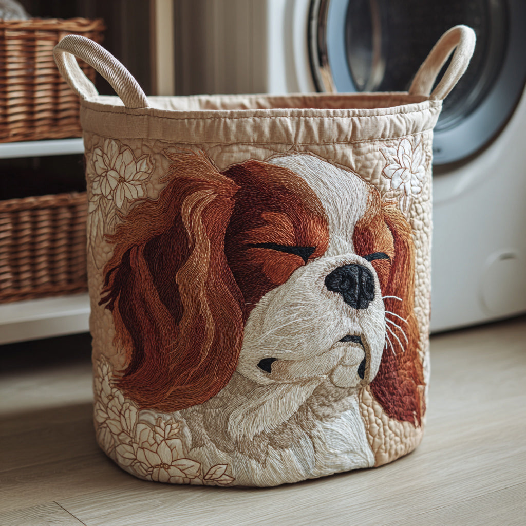 Panier à linge King Charles endormi
