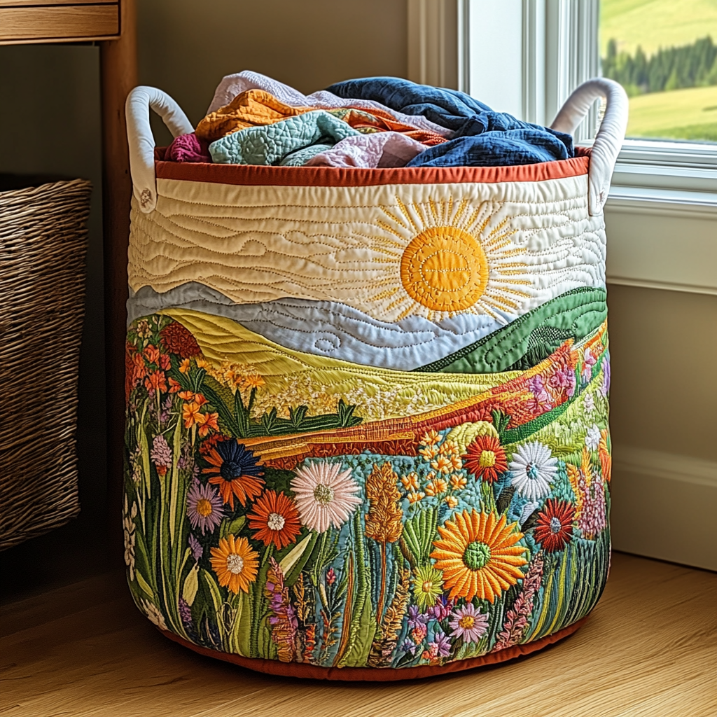 Panier à linge ensoleillé