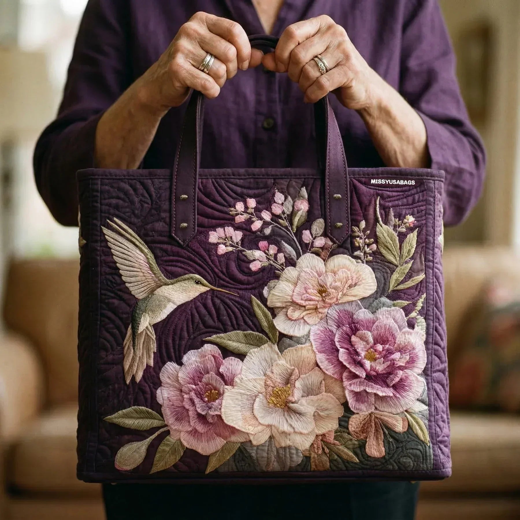 Sac fait main Colibris et Orchidées