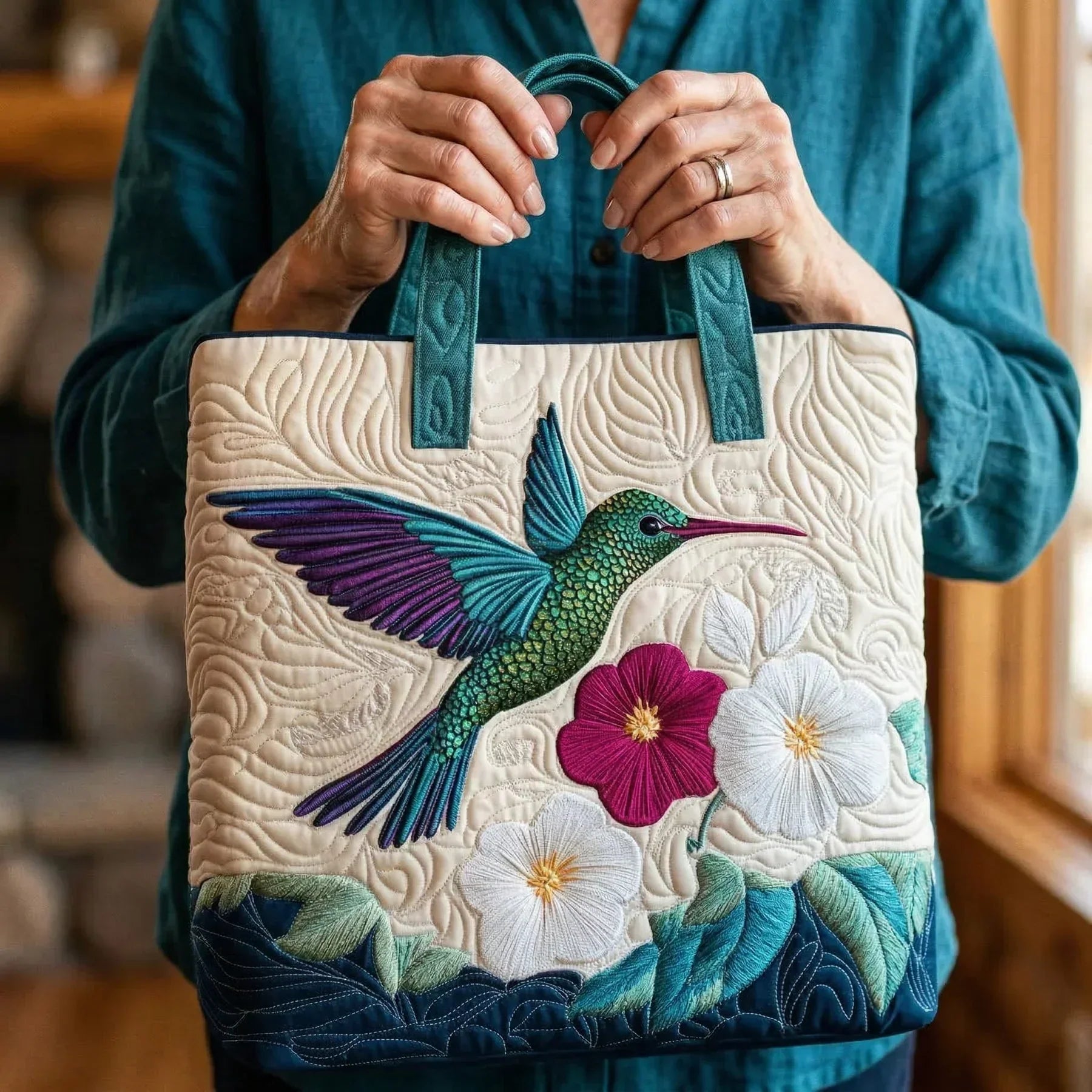 Sac fait main Colibri et Fleur