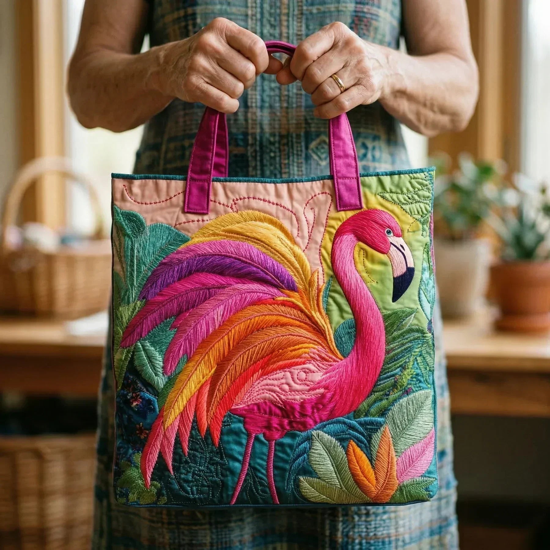 Sac fait main Flamant Arc-en-Ciel