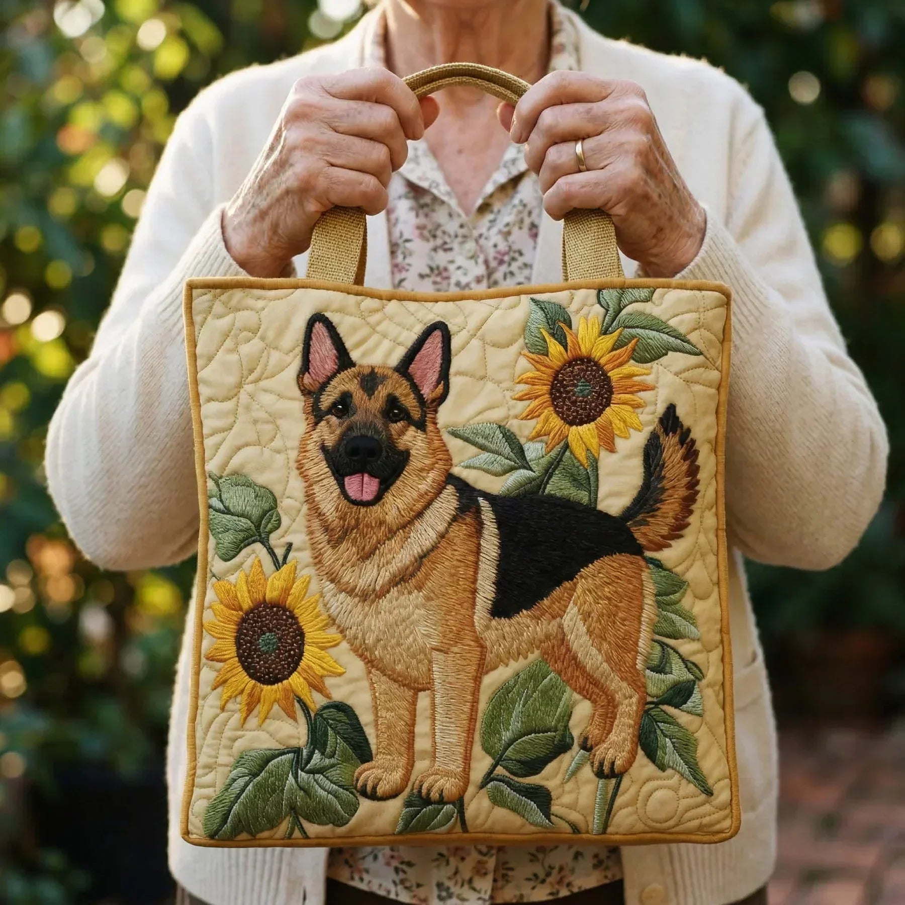Sac fait main Berger Allemand Floral
